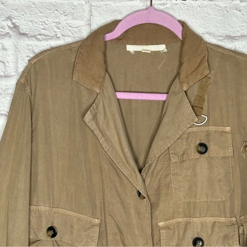 Velvet Torch Multi Pocket Utility Jacket in Khaki - Picture 7 of 14